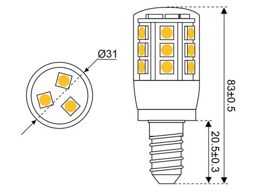 Лампа LED 24xSMD - E14, білий теплий 2700K Ø 31 x 88 мм