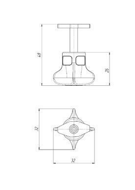 Четырехгранная пластиковая ручка BORIKA FASTen Kn226 черная с Т-болтом