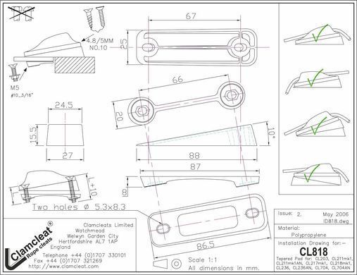 Клин Clamcleat CL818 для CL203, CL211-I, CL217-I , CL218-I, CL236, CL704