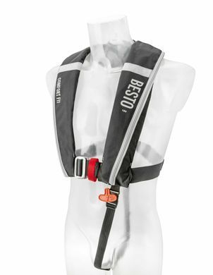 Автоматичний жилет Besto Comfort Fit 180N, страхувальне кільце, чорний/сірий