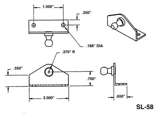 Кріплення упору Attwood L bracket SL 58