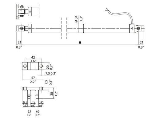 Електропривод люку Ultraflex Ulysses 12V - хід 180 мм